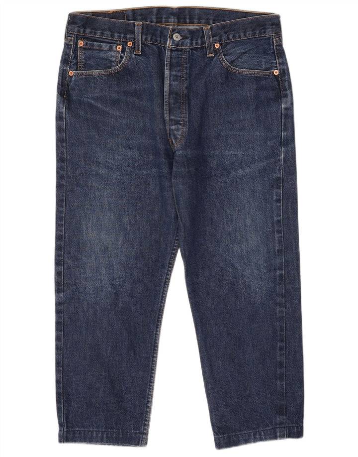 Levi's Uomo 501 Capri Jeans W36 L22 Blu Cotone