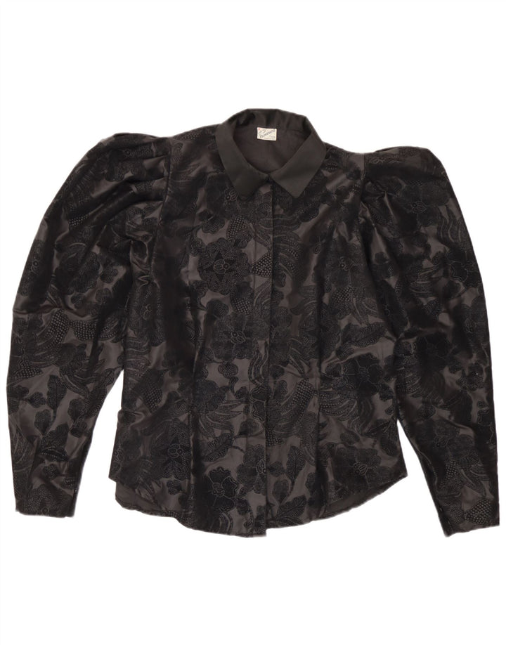Camicetta da donna Primavera Firenze UK 12 Poliestere floreale nero medio