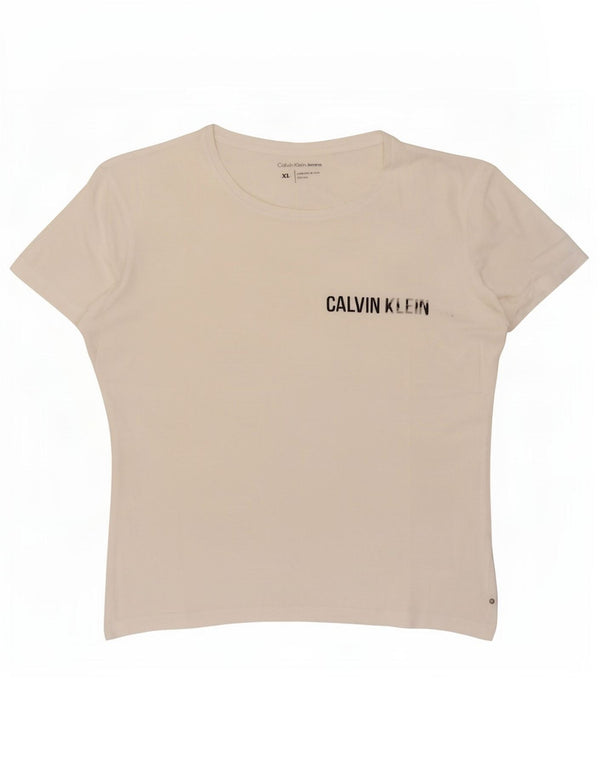 Maglietta grafica da donna Calvin Klein Jeans Top UK 18 XL Bianca