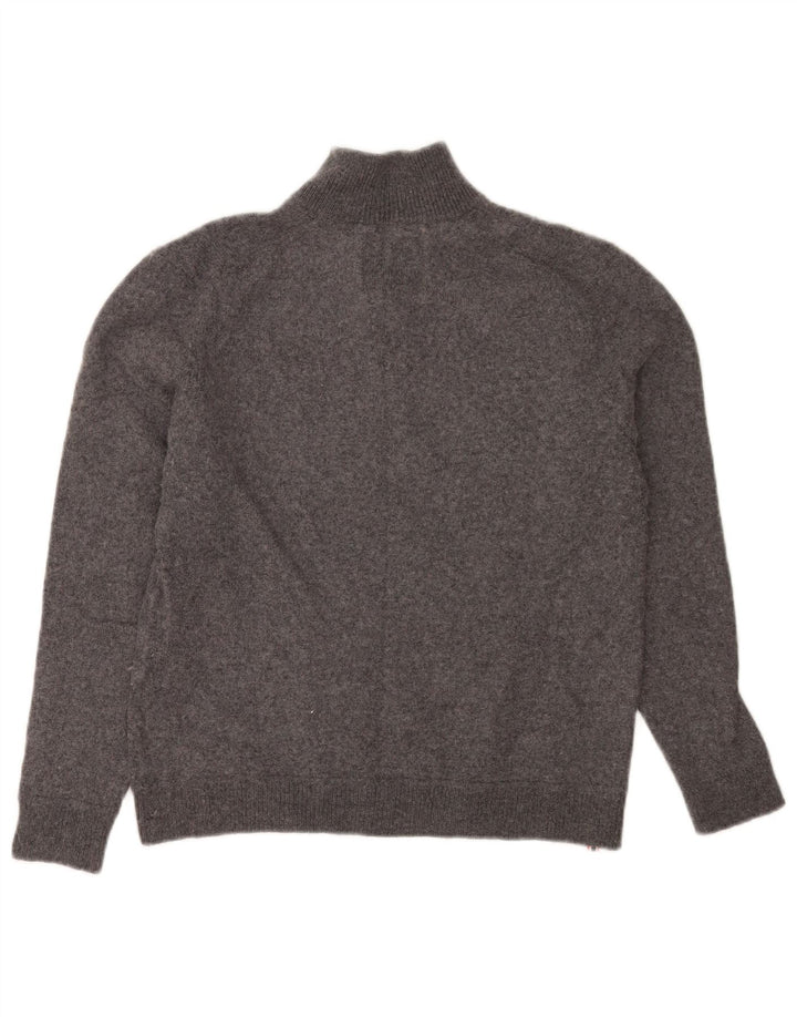 Maglione maglione da donna con zip e collo Superdry UK 18 XL lana grigia