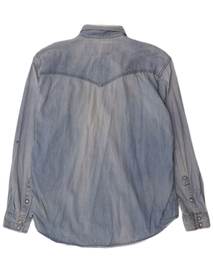 Camicia di jeans da uomo WRANGLER grande in cotone blu