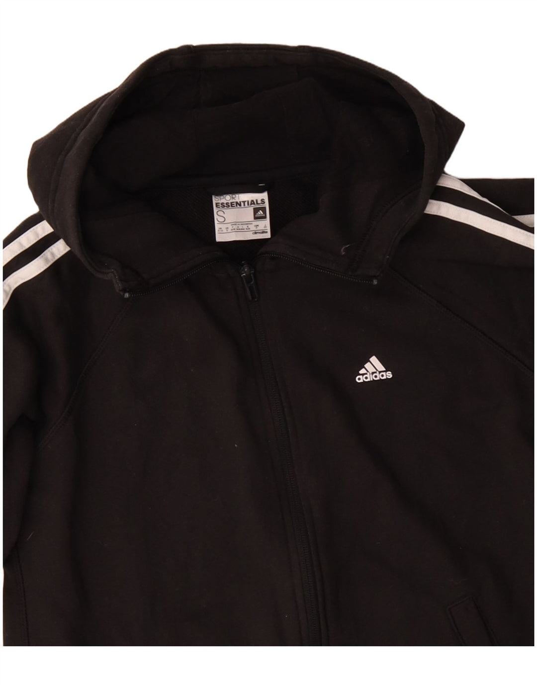 Maglione con cappuccio e zip Adidas Climalite da donna UK 8/10 Piccolo cotone nero