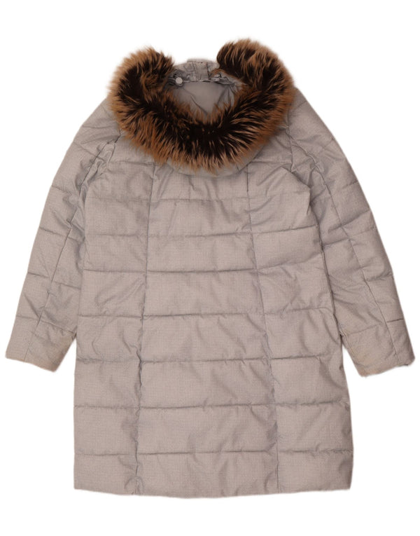 Cappotto imbottito con cappuccio da donna Barbour UK 16 grande poliestere grigio