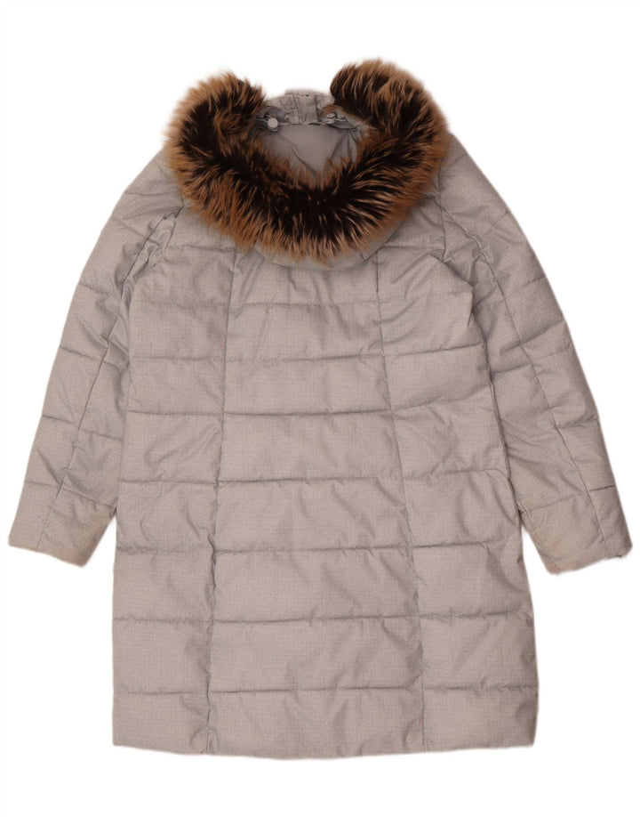 Cappotto imbottito con cappuccio da donna Barbour UK 16 grande poliestere grigio