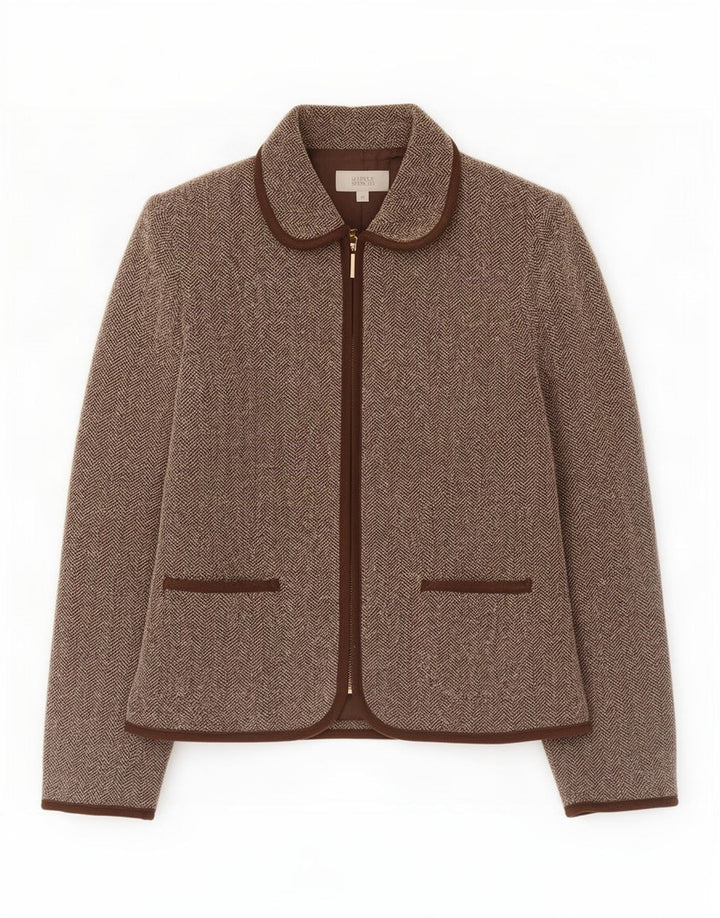 Giacca blazer da donna Marks & Spencer UK 10 piccola spina di pesce marrone
