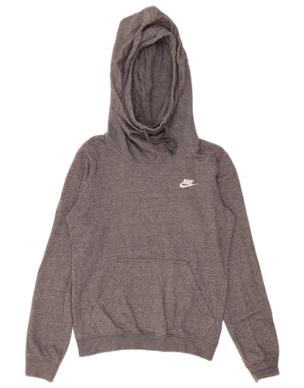 Felpa con cappuccio oversize da donna Nike UK 6 XS cotone chiazzato grigio