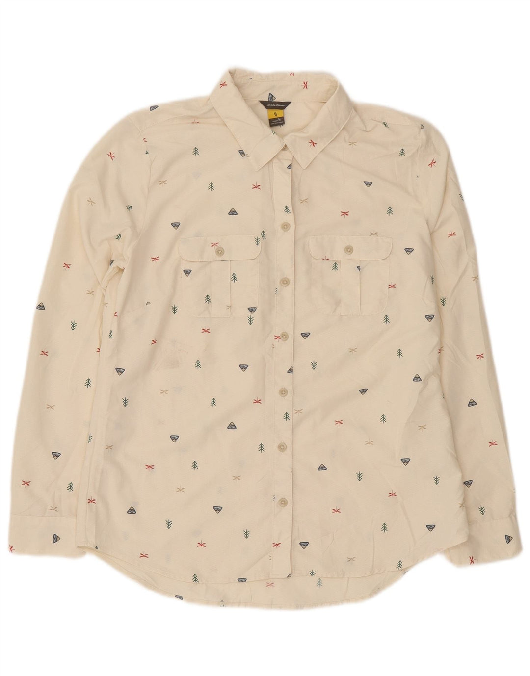 Camicia da donna Eddie Bauer UK 14 medio bianco sporco maculato