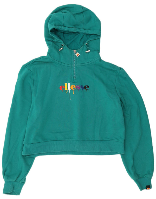 Maglione con cappuccio corto grafico da donna Ellesse UK 12 cotone turchese medio