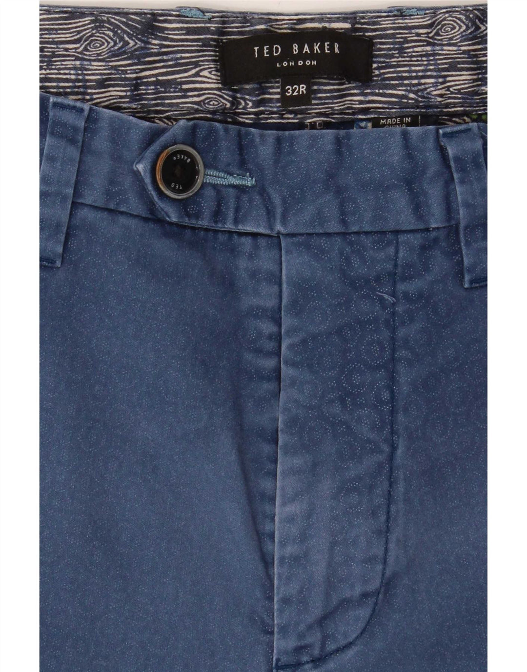 Pantaloncini chino da uomo Ted Baker W32 cotone geometrico blu medio