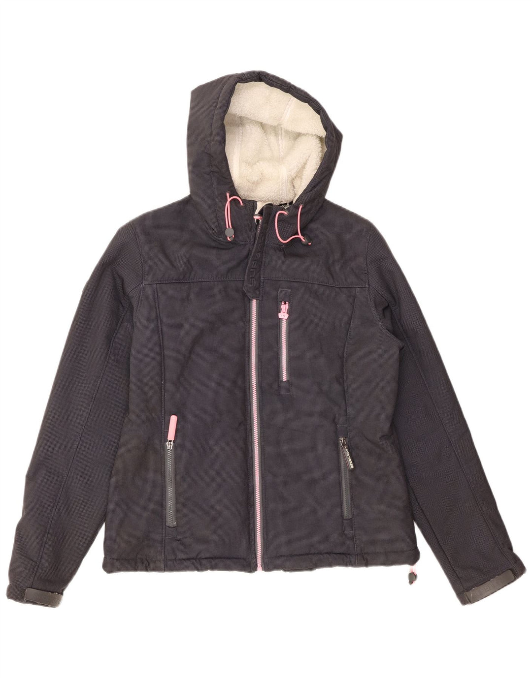 Giacca a vento con cappuccio Windtrekker da donna SUPERDRY UK 14 grande grigia
