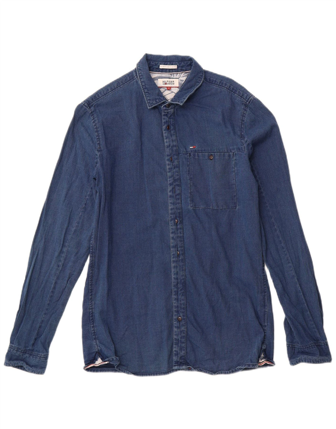 TOMMY HILFIGER Camicia da uomo in cotone blu medio