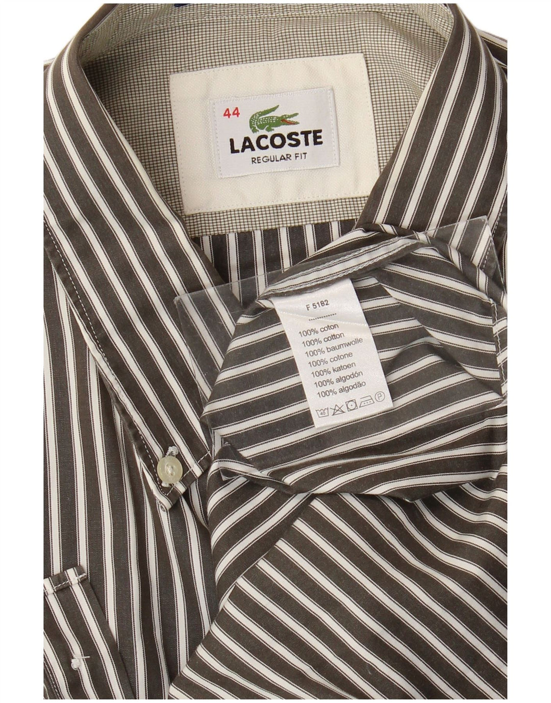 Camicia Lacoste da uomo vestibilità regolare taglia 44 XL cotone gessato grigio