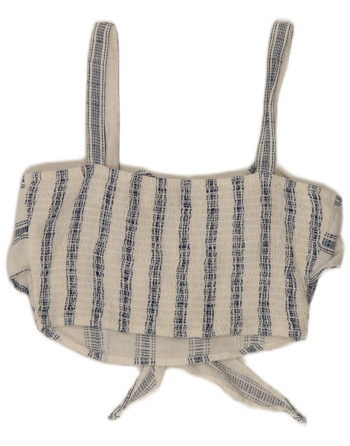 Top corsetto da donna Benetton UK 12 cotone a righe bianche medie