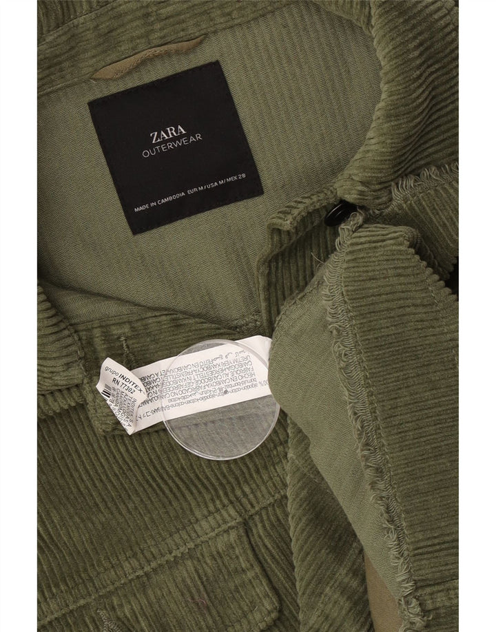 Giacca da donna oversize in velluto a coste Zara UK 14 Cotone verde medio