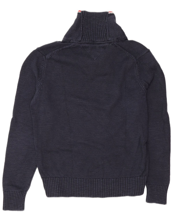 Maglione maglione da uomo con collo a scialle Tommy Hilfiger piccolo in cotone blu navy