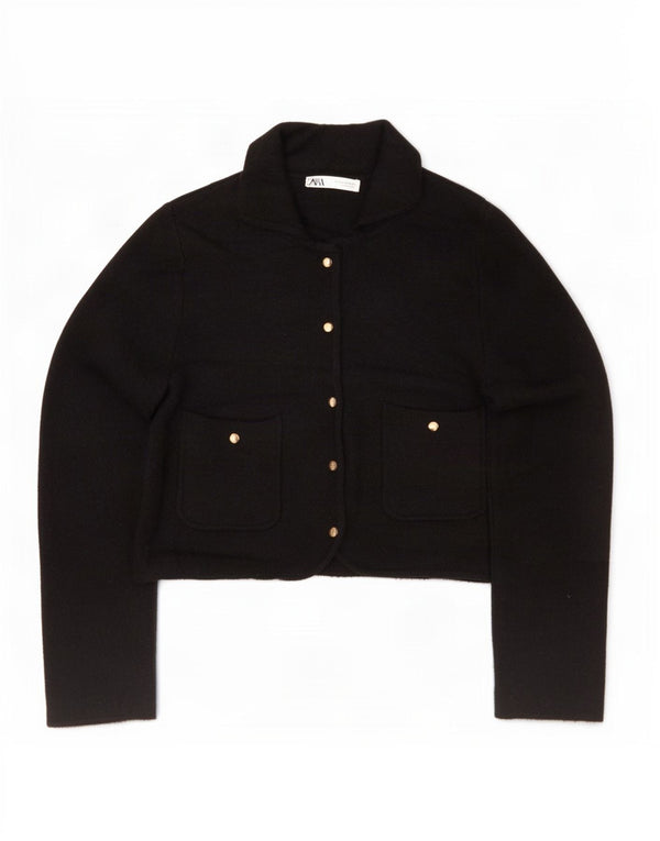 Maglione cardigan corto da donna Zara UK 14 acrilico nero medio