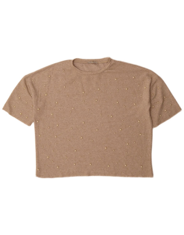 T-shirt oversize Zara Trafaluc da donna UK 10 piccola Beige