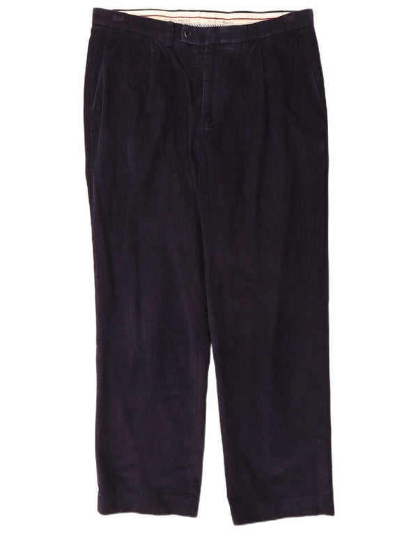 Pantaloni da uomo in velluto a coste con pegging Marks & Spencer W36 L31 cotone blu navy