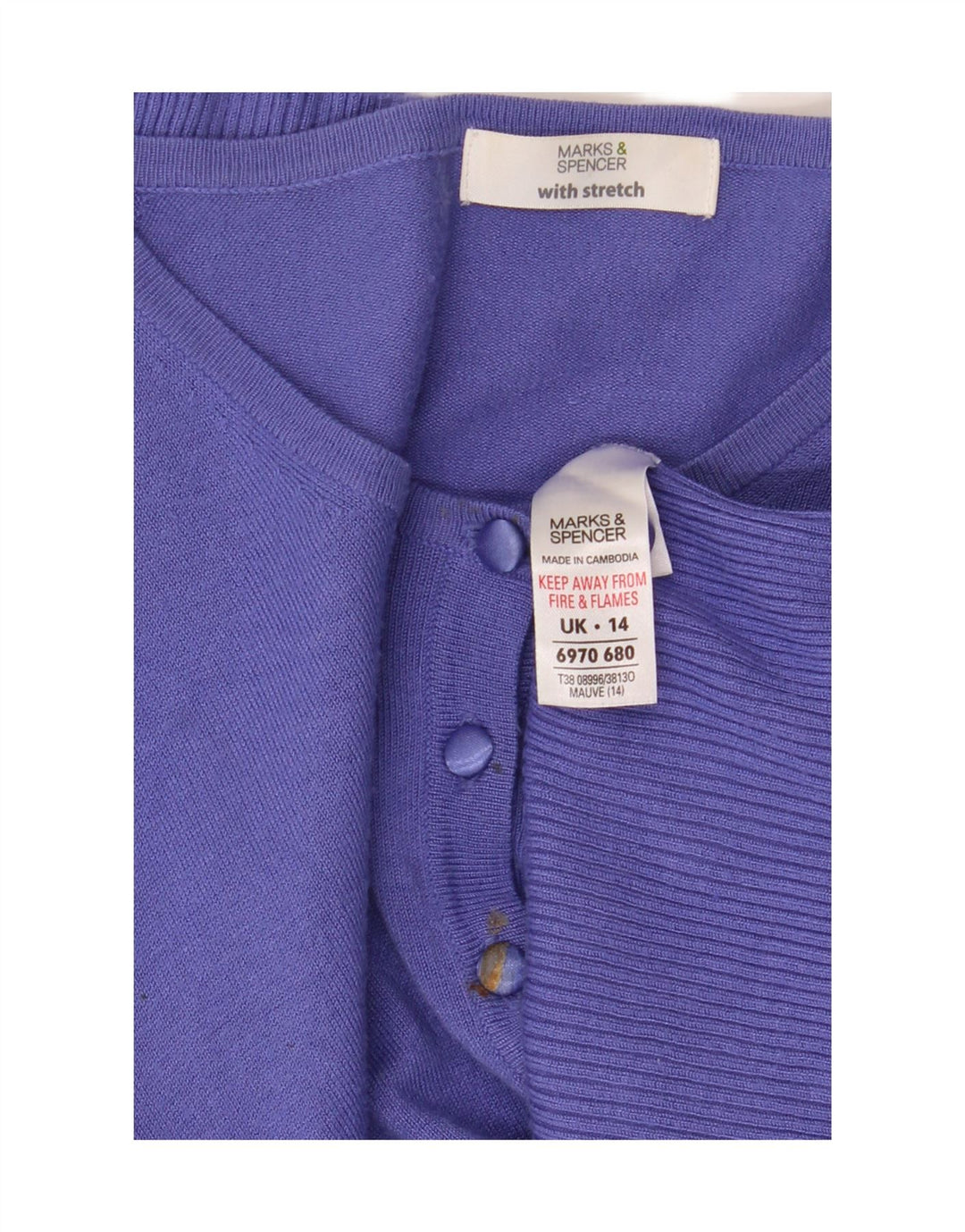 Maglione cardigan corto da donna Marks & Spencer UK 14 Viscosa viola medio