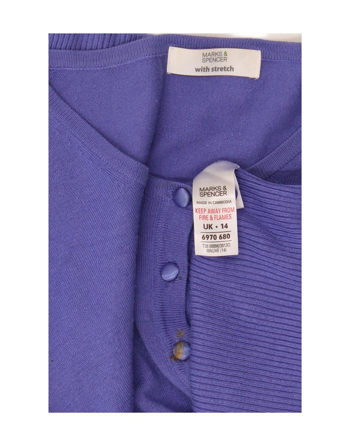 Maglione cardigan corto da donna Marks & Spencer UK 14 Viscosa viola medio