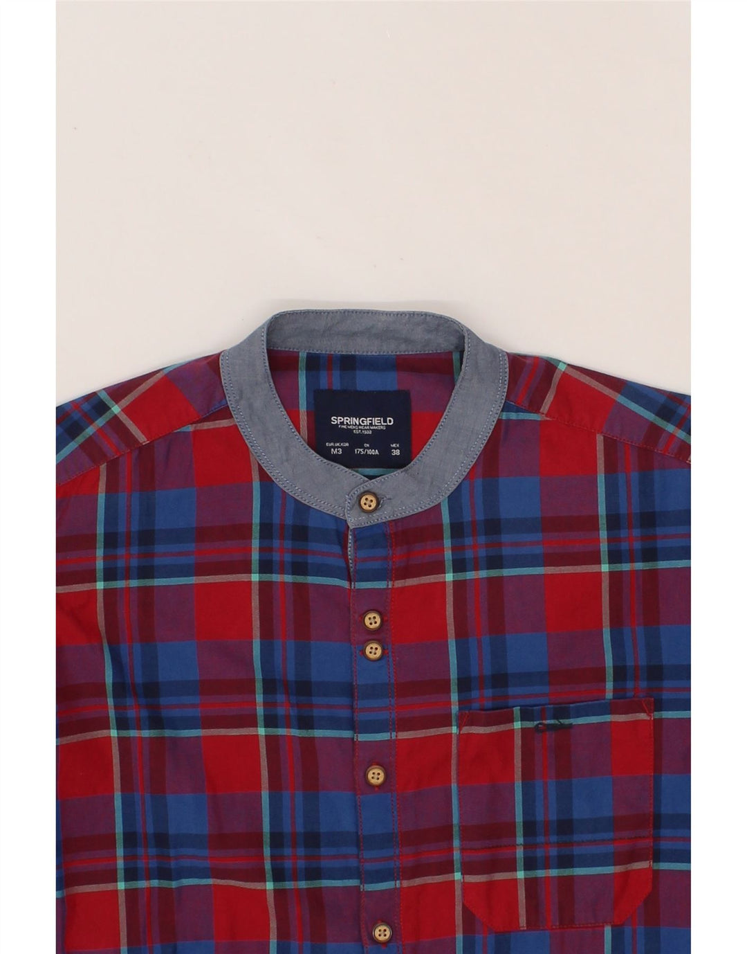 SPRINGFIELD Mens Shirt Medium Red Check Cotton Vintage Springfield and Second-Hand Springfield from Messina Hembry 