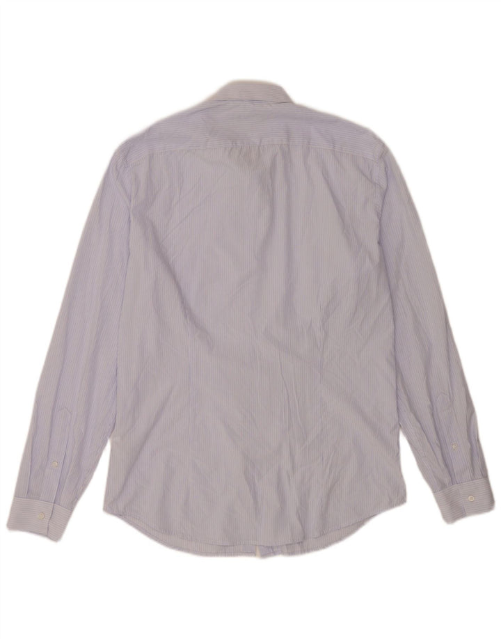 Camicia Uomo Benetton Large Gessata Blu In Viscosa