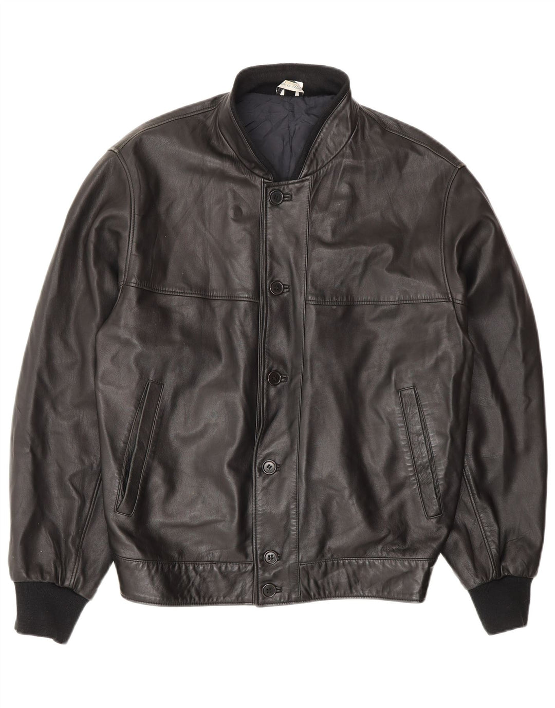 Giacca in pelle vintage da uomo IT 48 in pelle nera media
