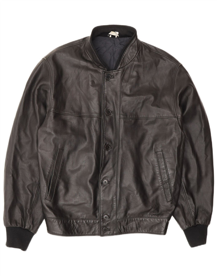 Giacca in pelle vintage da uomo IT 48 in pelle nera media