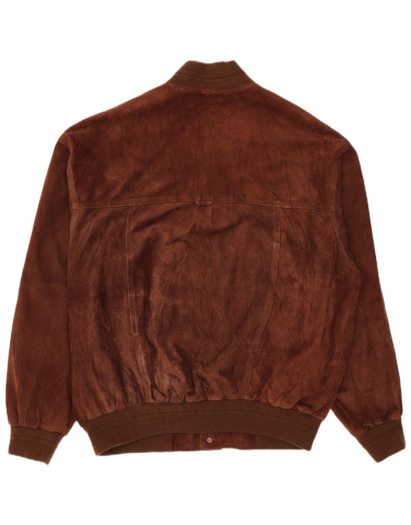 Giacca bomber scamosciata da uomo vintage EU 54 2XL in pelle marrone