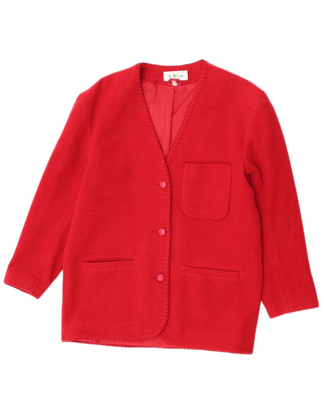 A.Wear Giacca Blazer a 3 Bottoni da Donna UK 12 Lana Rossa Media