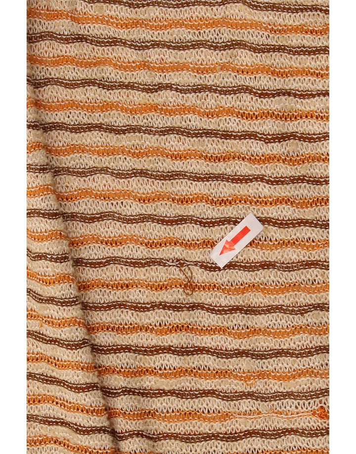 Abito sottoveste in maglia vintage da donna UK 12 a righe multicolori medie