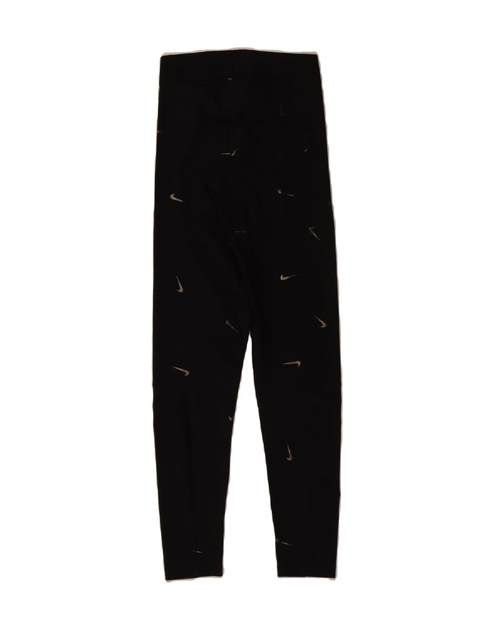 NIKE Womens Dri Fit Graphic Leggings UK 10 Small  Black Vintage Nike and Second-Hand Nike from Messina Hembry 