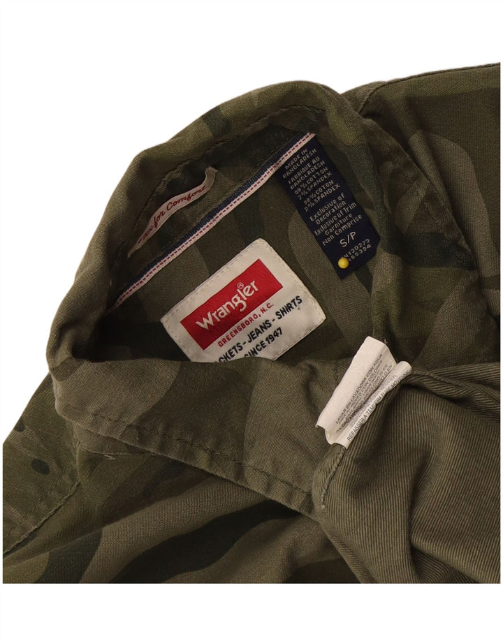 Camicia da uomo Wrangler piccola in cotone mimetico kaki
