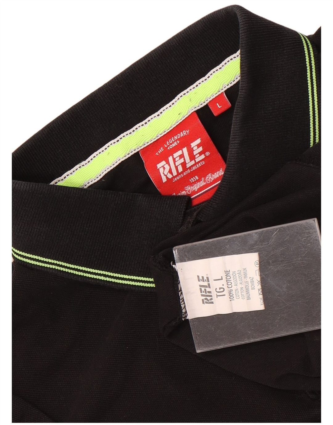 Polo da uomo Rifle Large in cotone nero