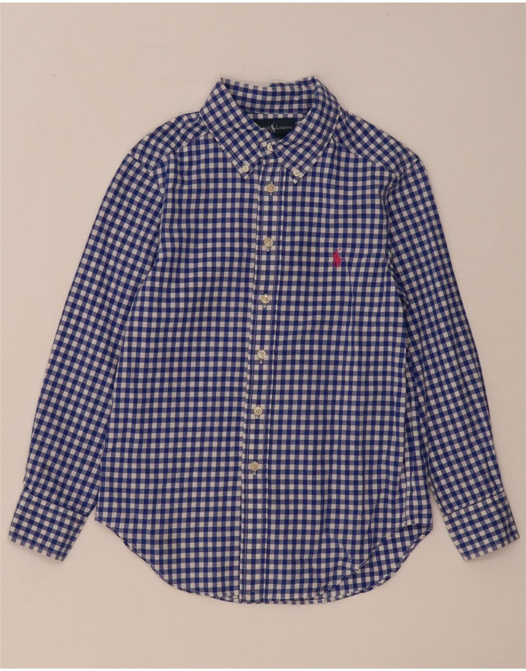Camicia Ralph Lauren per ragazzi 7-8 anni piccola in cotone a quadretti blu