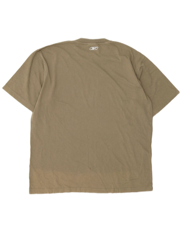 REEBOK Mens Graphic T-Shirt Top Large Khaki Cotton