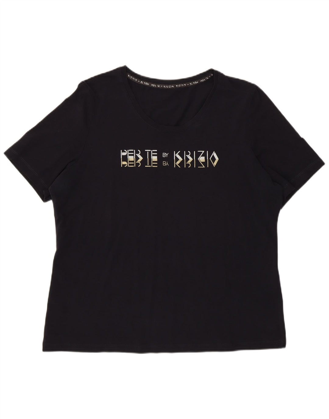 T-shirt grafica regolare da donna Perte by Krizia Top UK 12 Medium Navy Blue