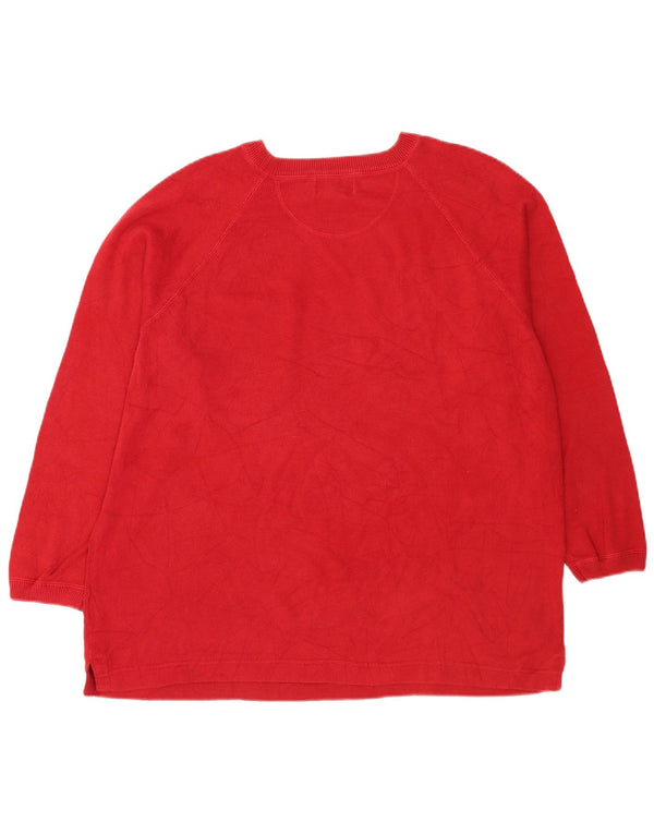 Eddie Bauer maglione da donna con scollo a barca vestibilità ampia UK 18 XL cotone rosso