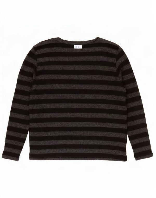 Maglione Zara da donna con scollo a barca UK 10 piccolo acrilico a righe grigie