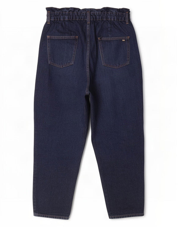 Zara Womens Crop High Waist Loose Jeans EU 36 XS W26 L24 Navy Blue Cotton