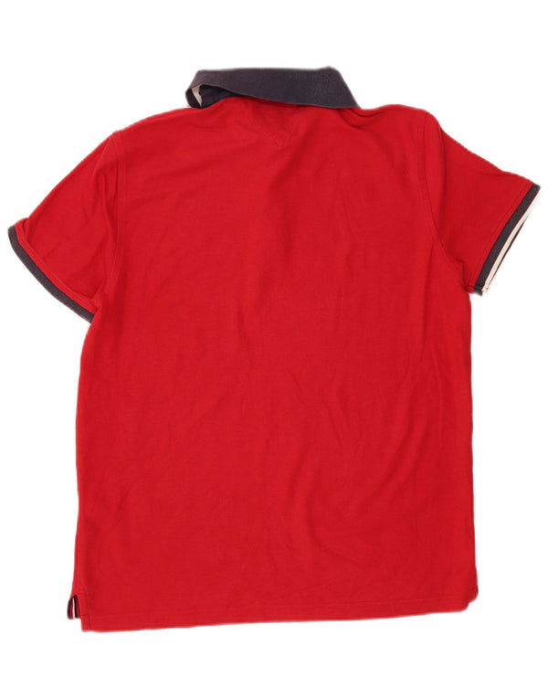 Polo da uomo Tommy Hilfiger in cotone color block rosso medio