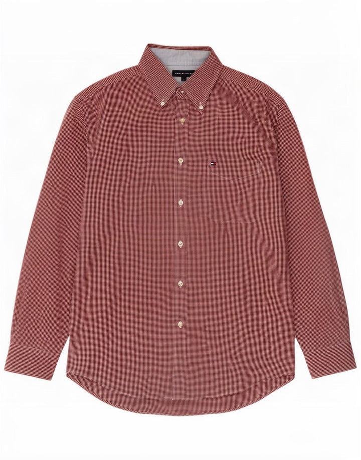 Camicia da uomo Tommy Hilfiger grande in cotone a quadretti rossi
