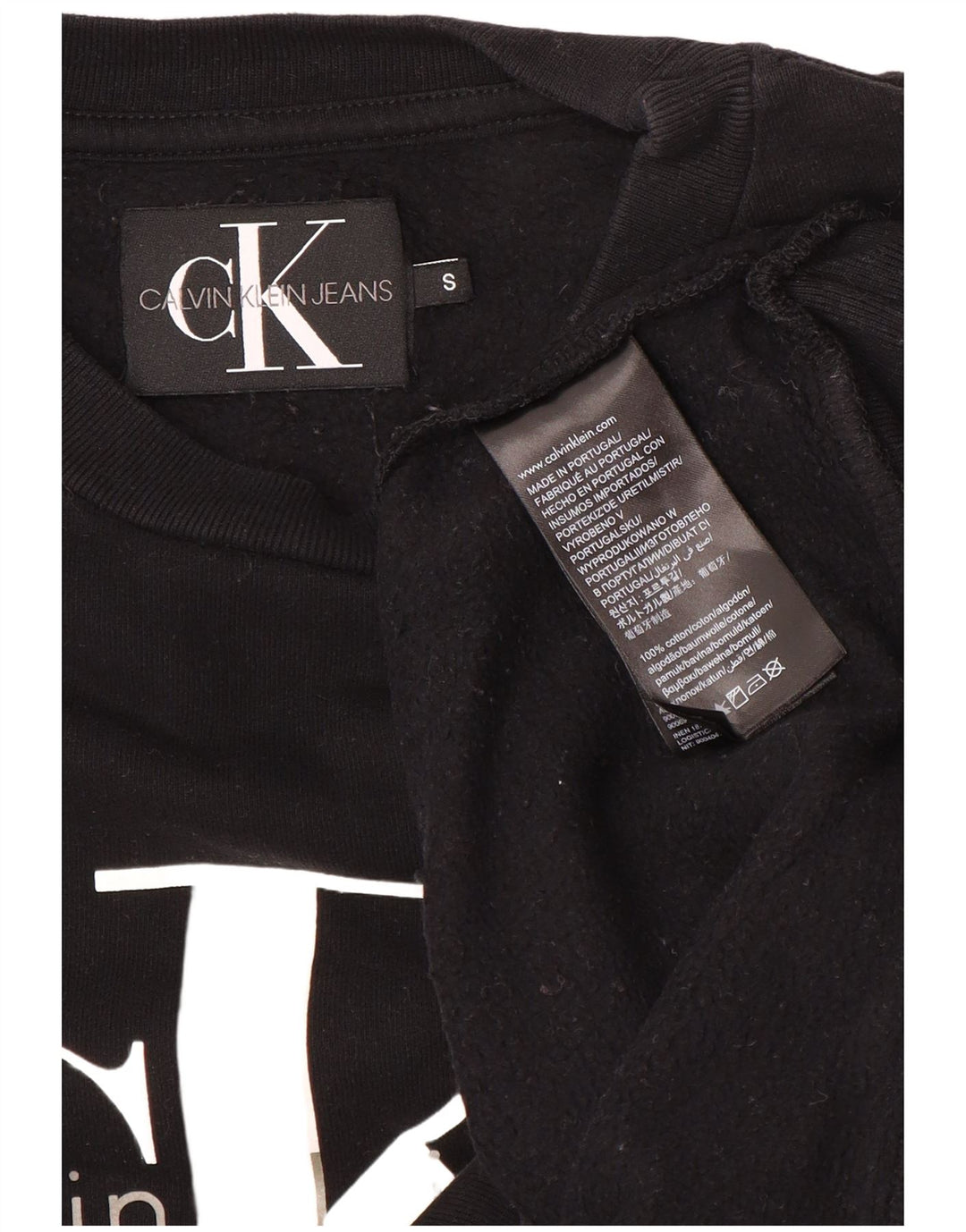 CALVIN KLEIN JEANS Felpa con grafica da uomo Maglione piccolo in cotone nero