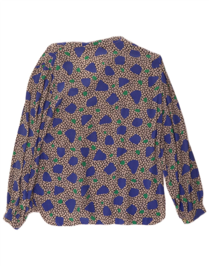 Camicetta camicia a maniche lunghe da donna vintage UK 14 media multicolore