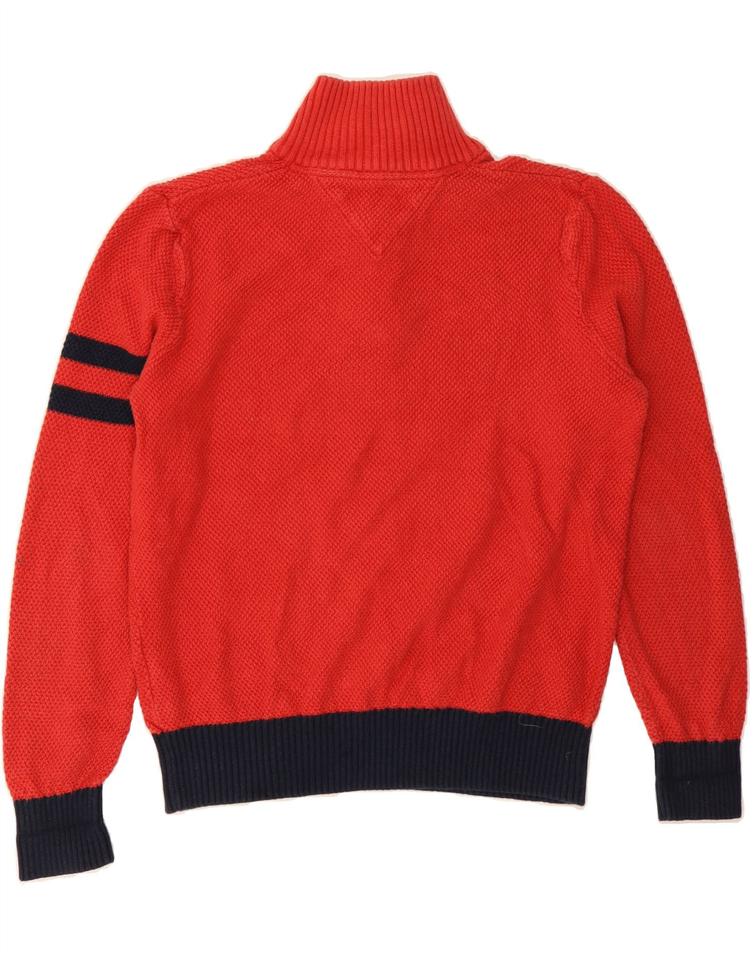TOMMY HILFIGER Womens Button Neck Jumper Sweater UK 14 Medium Red Cotton Vintage Tommy Hilfiger and Second-Hand Tommy Hilfiger from Messina Hembry 