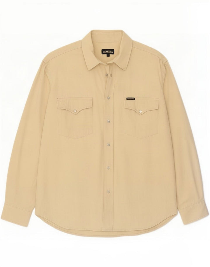 Carrera Camicia da uomo grande in cotone beige