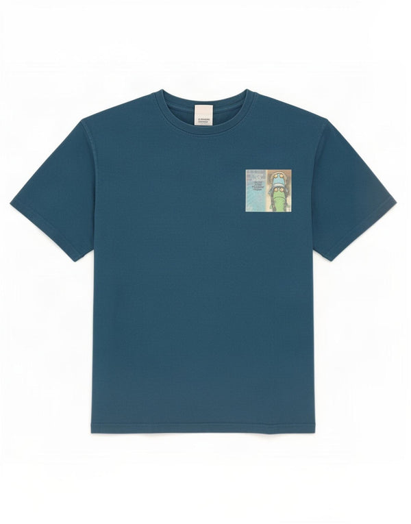 T-shirt grafica da uomo Weird Fish Top grande in cotone blu