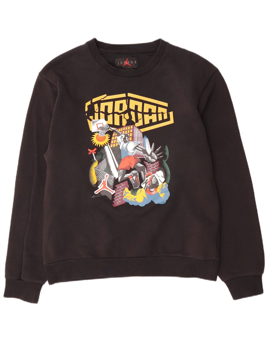 Felpa con grafica Jordan da uomo, piccola, in cotone nero