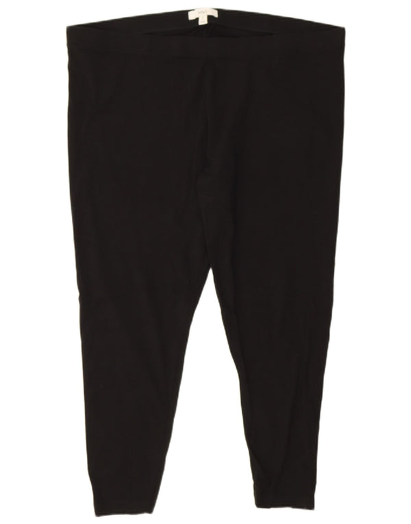 MARKS & SPENCER Leggings Capri da donna UK 22 3XL W40 L25 Cotone nero