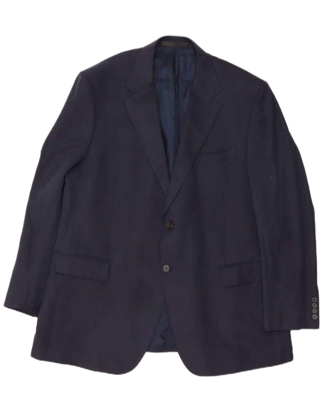 Giacca blazer a 2 bottoni da uomo Marks & Spencer UK 46 XL seta blu navy